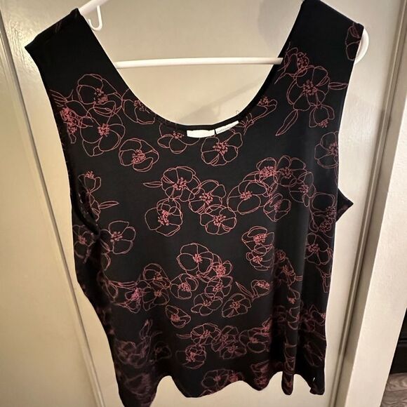 Liz Baker sleeveless knit floral top SZ XL - Picture 8 of 9